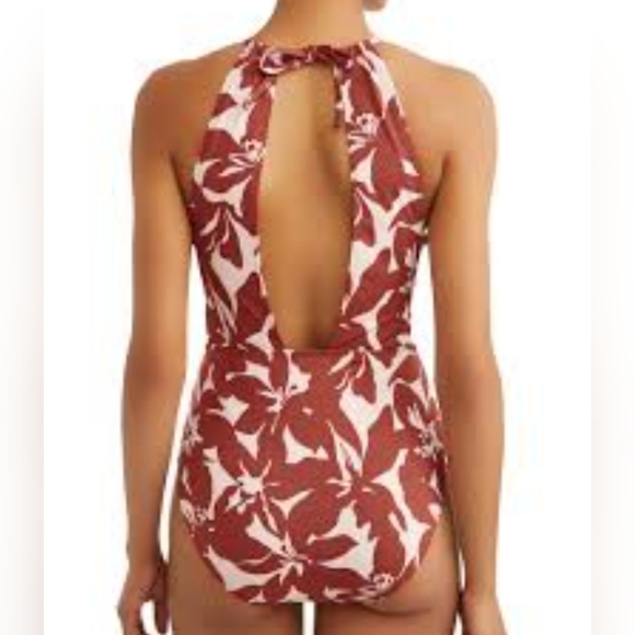 Time and Tru Halter Floral Print One Piece Bathing Suit.  Size L - Picture 2 of 14